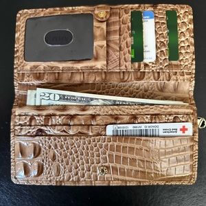 BRAHMIN NEW Crocodile, TOASTED Melbourne ADY WALLET